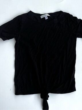 Persaya Black Short Sleeve Tie-Front Tee